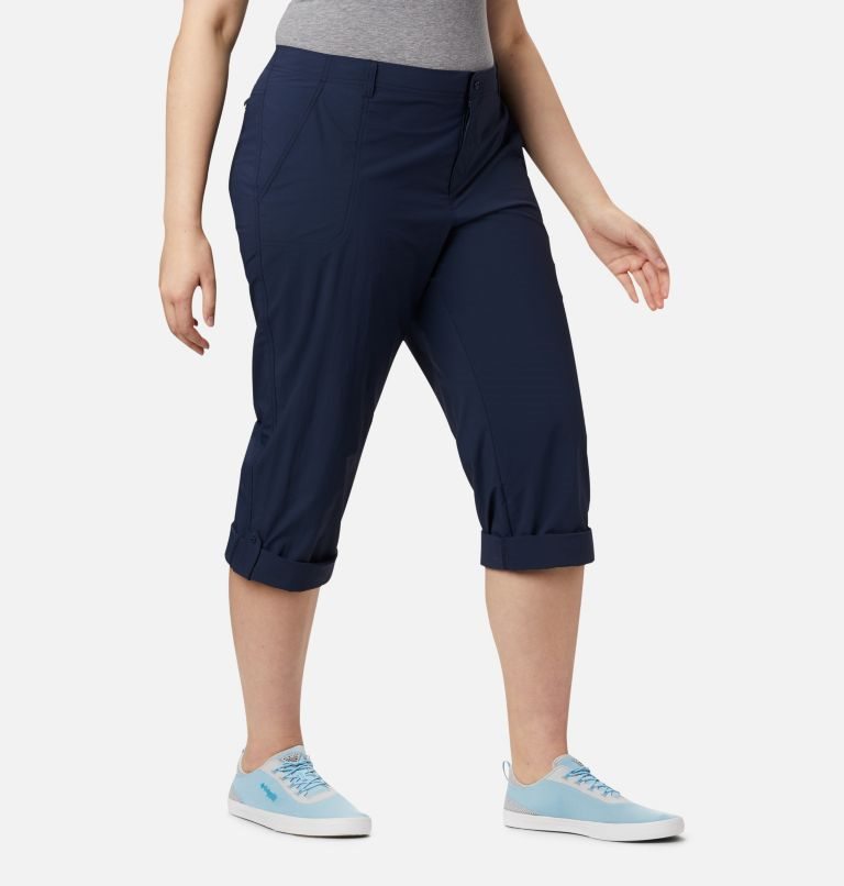 Pantaloni Columbia PFG Aruba Roll Up Dama Bleumarin | Plus Size ID7ASQ018